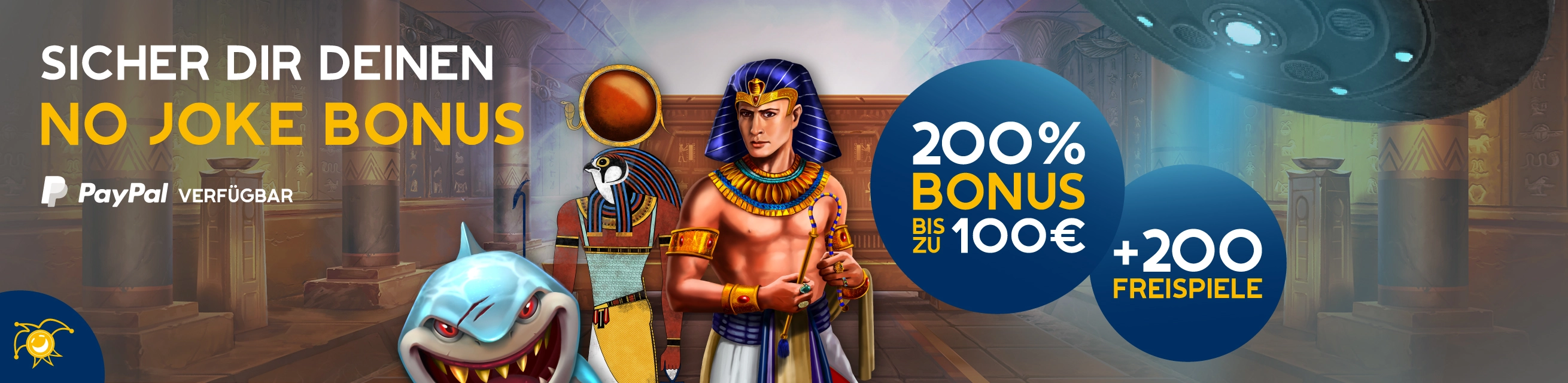 Ein Bild vom Jokerstar Willkommensbonus - No Joke Bonus mit 200% Einzahlungsbonus + 200 Freispielen. Bonusbedingungen gelten.